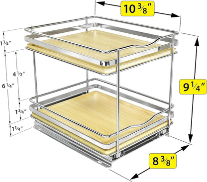 ® Pull Out Spice Organization for Cabinets - 4-3/8 inch Wide – Spice Rack for Inside Cabinets, Slide Out Spice Rack Organizer for cabinet – Pull Out Spice Rack, Sliding 2 Tier Chrome
