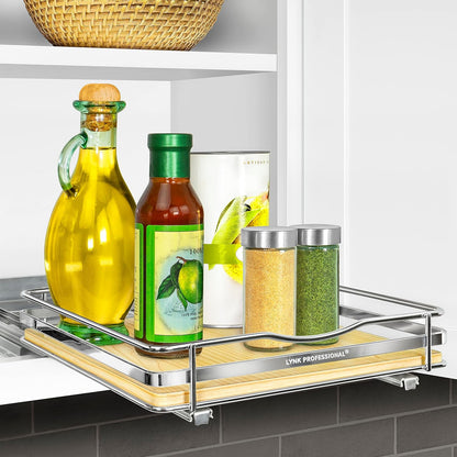 ® Pull Out Spice Organization for Cabinets - 4-3/8 inch Wide – Spice Rack for Inside Cabinets, Slide Out Spice Rack Organizer for cabinet – Pull Out Spice Rack, Sliding 2 Tier Chrome