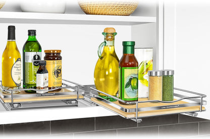® Pull Out Spice Organization for Cabinets - 4-3/8 inch Wide – Spice Rack for Inside Cabinets, Slide Out Spice Rack Organizer for cabinet – Pull Out Spice Rack, Sliding 2 Tier Chrome