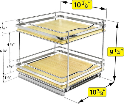 ® Pull Out Spice Organization for Cabinets - 4-3/8 inch Wide – Spice Rack for Inside Cabinets, Slide Out Spice Rack Organizer for cabinet – Pull Out Spice Rack, Sliding 2 Tier Chrome