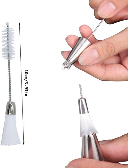 4 Pack Piping Tip Cleaning Brush Double-Headed Nylon Hard Bristle Brushes Pipe Tube Cleaner for Cake Decorating Tips Nozzle Baking Pastry Bags Mouth Frosting Icing Dispenser