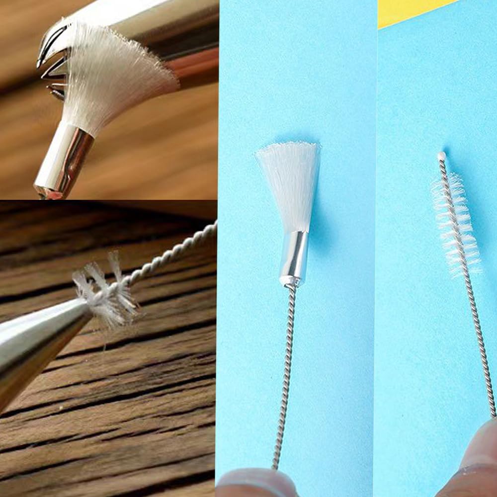 4 Pack Piping Tip Cleaning Brush Double-Headed Nylon Hard Bristle Brushes Pipe Tube Cleaner for Cake Decorating Tips Nozzle Baking Pastry Bags Mouth Frosting Icing Dispenser
