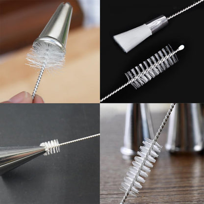 4 Pack Piping Tip Cleaning Brush Double-Headed Nylon Hard Bristle Brushes Pipe Tube Cleaner for Cake Decorating Tips Nozzle Baking Pastry Bags Mouth Frosting Icing Dispenser