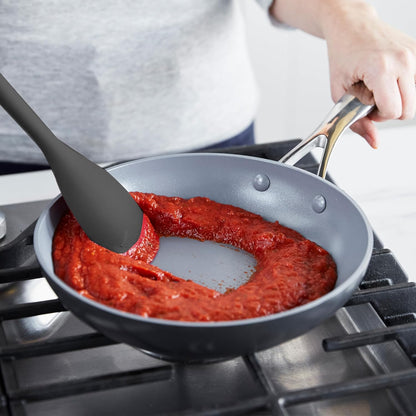 Silicone Ladle, Soup Mixing Stirring Serving, Cooking Kitchen Utensil, Flexible Rubber Nonstick Cookware, Rigid Steel Core, Heat-Resistant, Anti-Slip Handle, BPA-Free, Dishwasher Safe, Gray