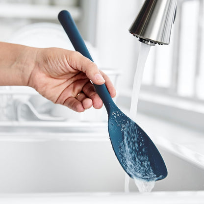 Silicone Ladle, Soup Mixing Stirring Serving, Cooking Kitchen Utensil, Flexible Rubber Nonstick Cookware, Rigid Steel Core, Heat-Resistant, Anti-Slip Handle, BPA-Free, Dishwasher Safe, Gray