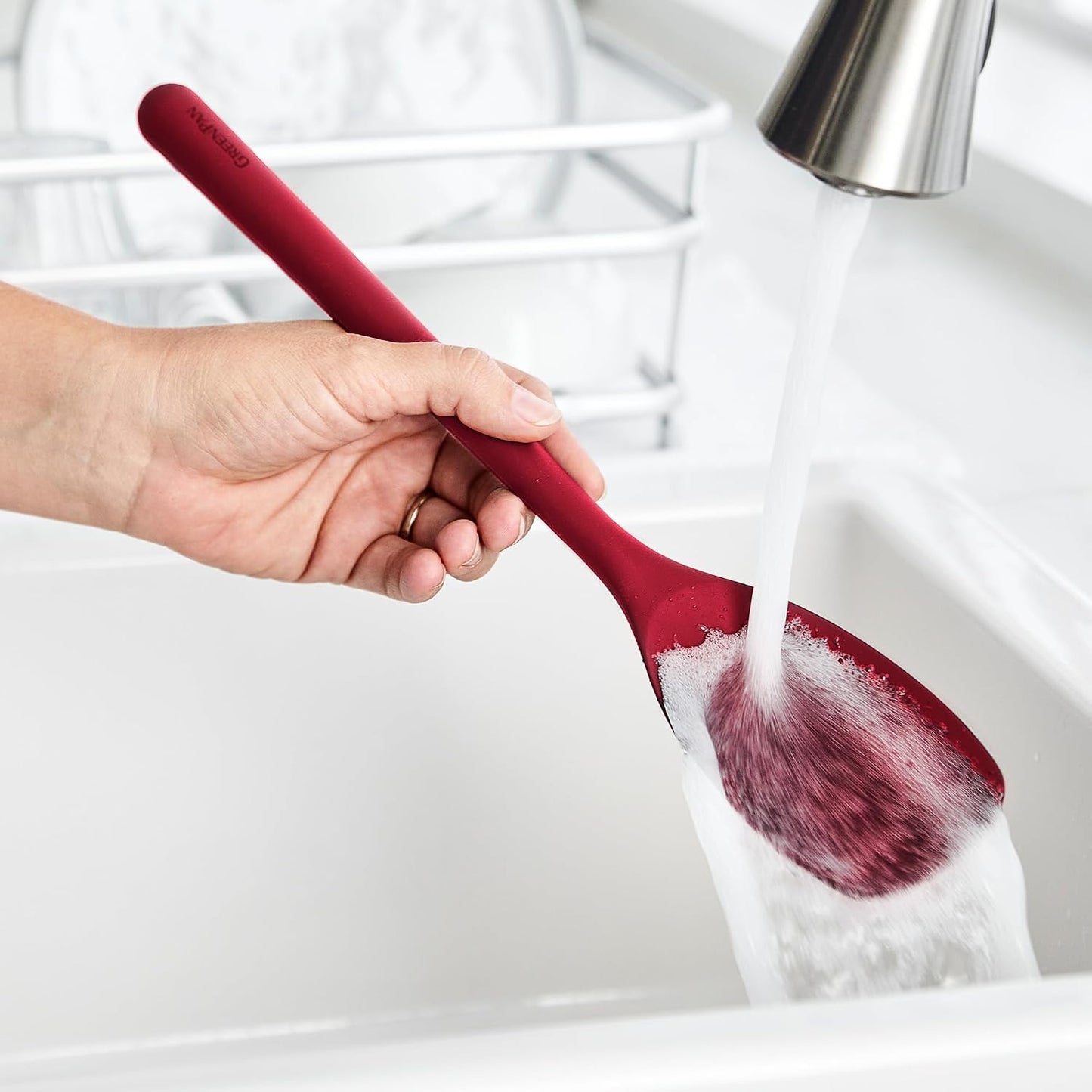 Silicone Ladle, Soup Mixing Stirring Serving, Cooking Kitchen Utensil, Flexible Rubber Nonstick Cookware, Rigid Steel Core, Heat-Resistant, Anti-Slip Handle, BPA-Free, Dishwasher Safe, Gray