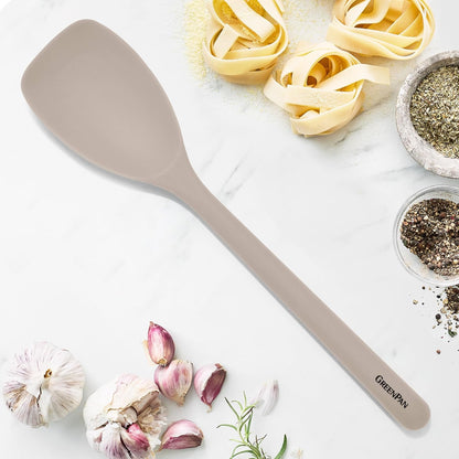 Silicone Ladle, Soup Mixing Stirring Serving, Cooking Kitchen Utensil, Flexible Rubber Nonstick Cookware, Rigid Steel Core, Heat-Resistant, Anti-Slip Handle, BPA-Free, Dishwasher Safe, Gray