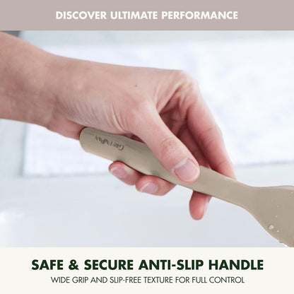 Silicone Ladle, Soup Mixing Stirring Serving, Cooking Kitchen Utensil, Flexible Rubber Nonstick Cookware, Rigid Steel Core, Heat-Resistant, Anti-Slip Handle, BPA-Free, Dishwasher Safe, Gray