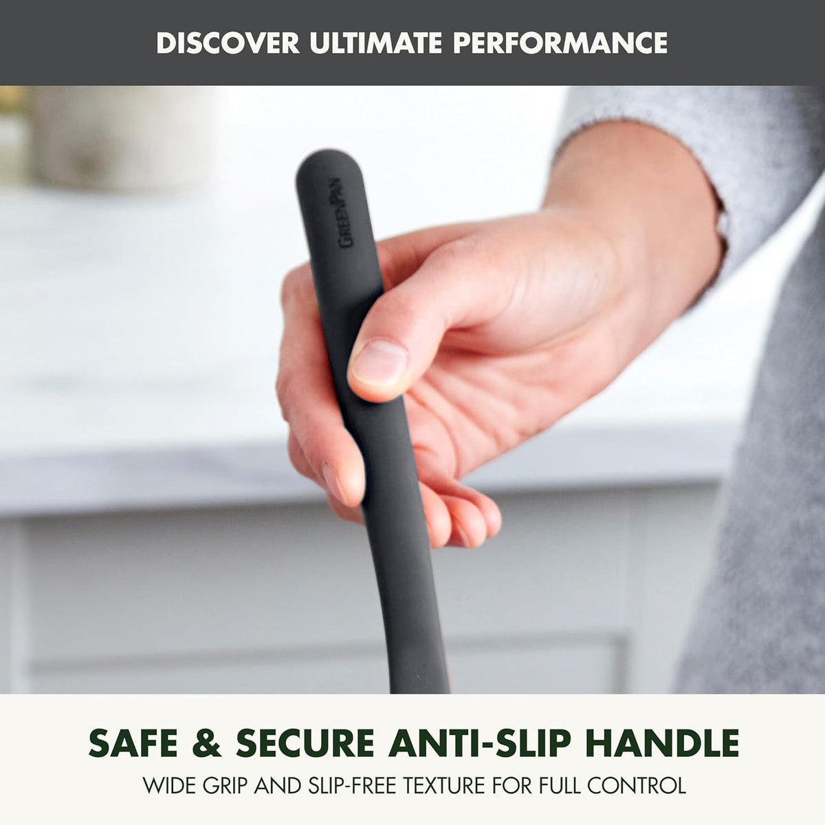 Silicone Ladle, Soup Mixing Stirring Serving, Cooking Kitchen Utensil, Flexible Rubber Nonstick Cookware, Rigid Steel Core, Heat-Resistant, Anti-Slip Handle, BPA-Free, Dishwasher Safe, Gray