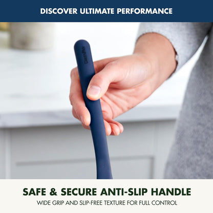 Silicone Ladle, Soup Mixing Stirring Serving, Cooking Kitchen Utensil, Flexible Rubber Nonstick Cookware, Rigid Steel Core, Heat-Resistant, Anti-Slip Handle, BPA-Free, Dishwasher Safe, Gray
