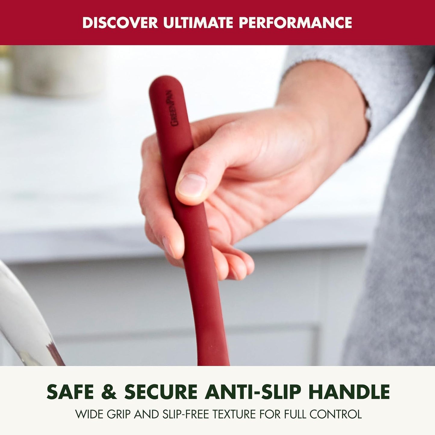 Silicone Ladle, Soup Mixing Stirring Serving, Cooking Kitchen Utensil, Flexible Rubber Nonstick Cookware, Rigid Steel Core, Heat-Resistant, Anti-Slip Handle, BPA-Free, Dishwasher Safe, Gray