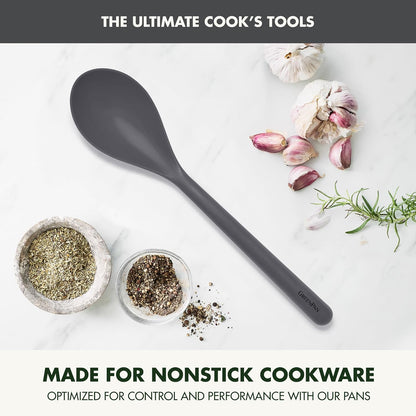 Silicone Ladle, Soup Mixing Stirring Serving, Cooking Kitchen Utensil, Flexible Rubber Nonstick Cookware, Rigid Steel Core, Heat-Resistant, Anti-Slip Handle, BPA-Free, Dishwasher Safe, Gray