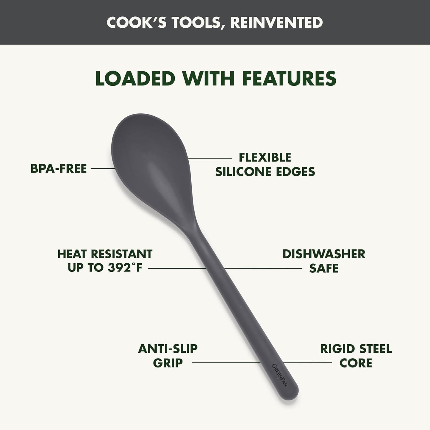Silicone Ladle, Soup Mixing Stirring Serving, Cooking Kitchen Utensil, Flexible Rubber Nonstick Cookware, Rigid Steel Core, Heat-Resistant, Anti-Slip Handle, BPA-Free, Dishwasher Safe, Gray