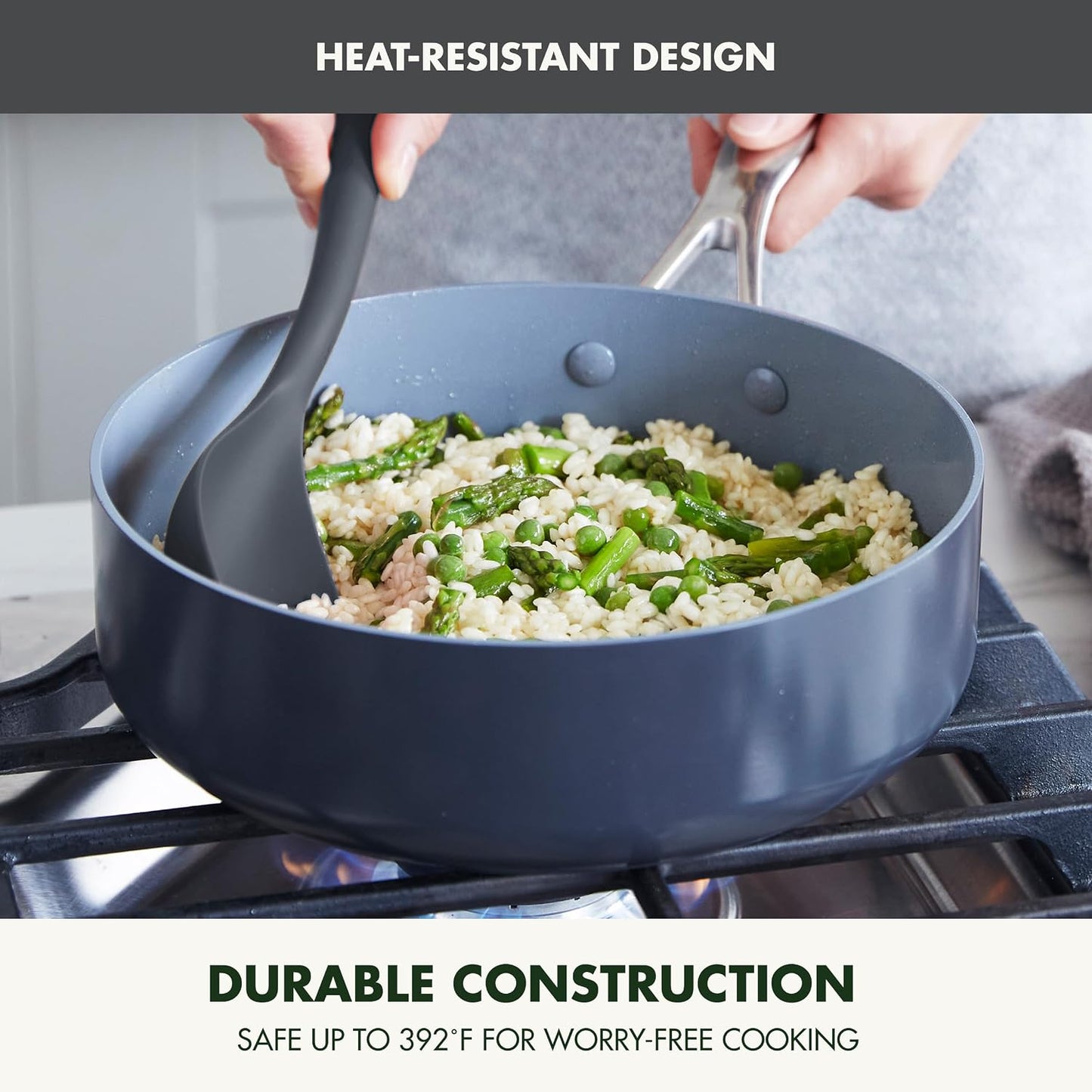 Silicone Ladle, Soup Mixing Stirring Serving, Cooking Kitchen Utensil, Flexible Rubber Nonstick Cookware, Rigid Steel Core, Heat-Resistant, Anti-Slip Handle, BPA-Free, Dishwasher Safe, Gray