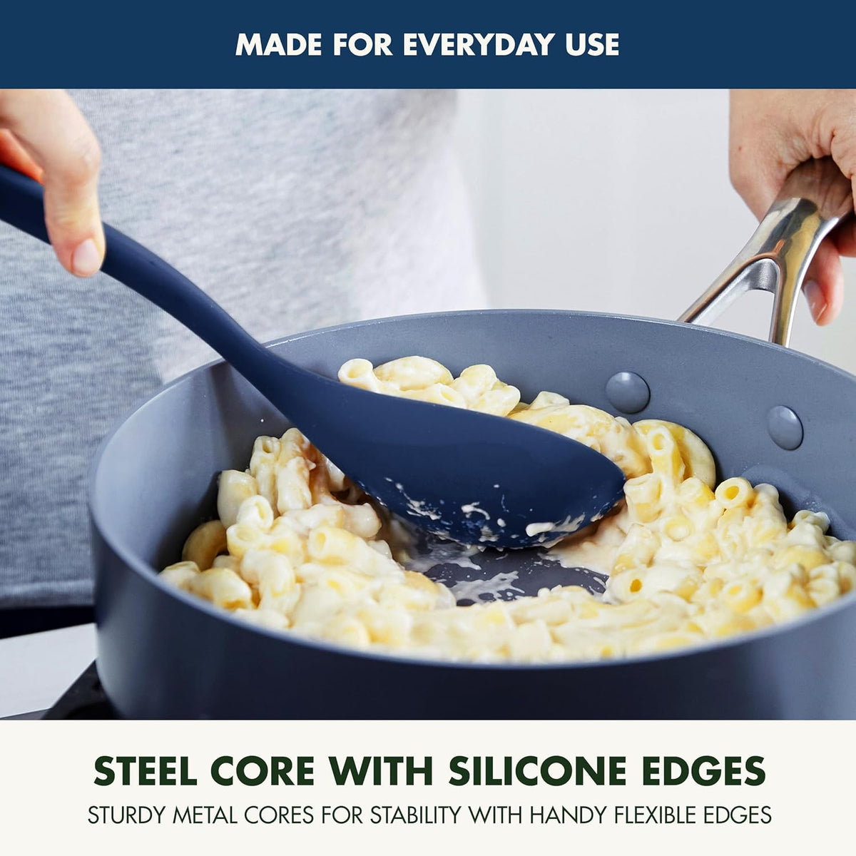 Silicone Ladle, Soup Mixing Stirring Serving, Cooking Kitchen Utensil, Flexible Rubber Nonstick Cookware, Rigid Steel Core, Heat-Resistant, Anti-Slip Handle, BPA-Free, Dishwasher Safe, Gray