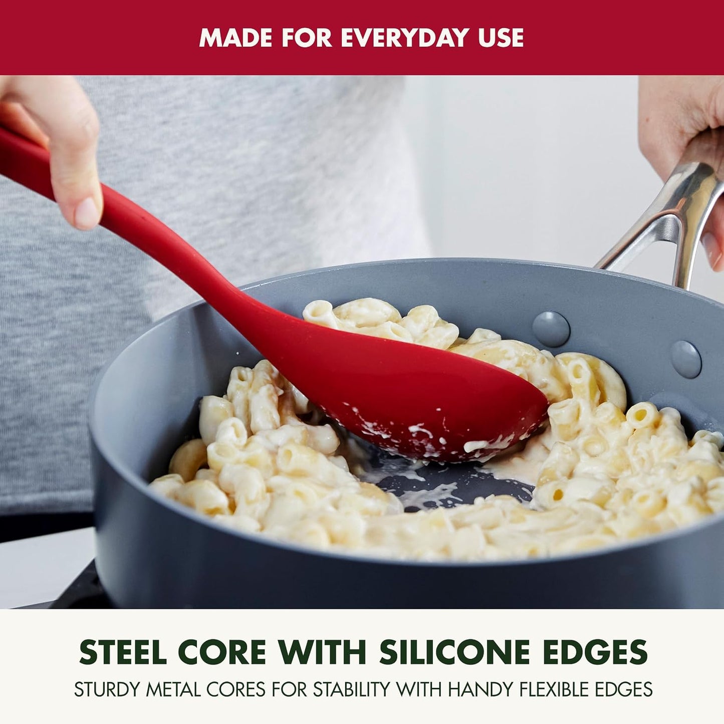 Silicone Ladle, Soup Mixing Stirring Serving, Cooking Kitchen Utensil, Flexible Rubber Nonstick Cookware, Rigid Steel Core, Heat-Resistant, Anti-Slip Handle, BPA-Free, Dishwasher Safe, Gray