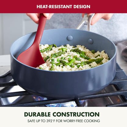Silicone Ladle, Soup Mixing Stirring Serving, Cooking Kitchen Utensil, Flexible Rubber Nonstick Cookware, Rigid Steel Core, Heat-Resistant, Anti-Slip Handle, BPA-Free, Dishwasher Safe, Gray