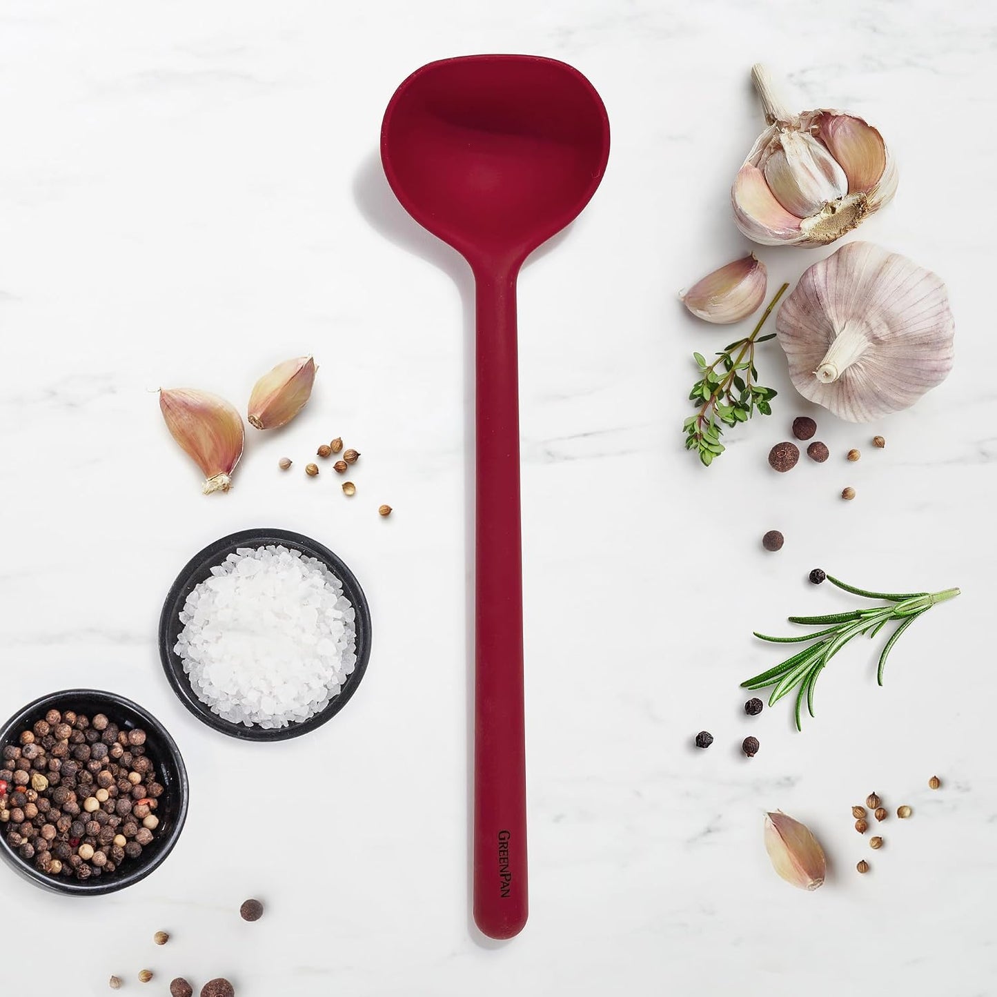 Silicone Ladle, Soup Mixing Stirring Serving, Cooking Kitchen Utensil, Flexible Rubber Nonstick Cookware, Rigid Steel Core, Heat-Resistant, Anti-Slip Handle, BPA-Free, Dishwasher Safe, Gray