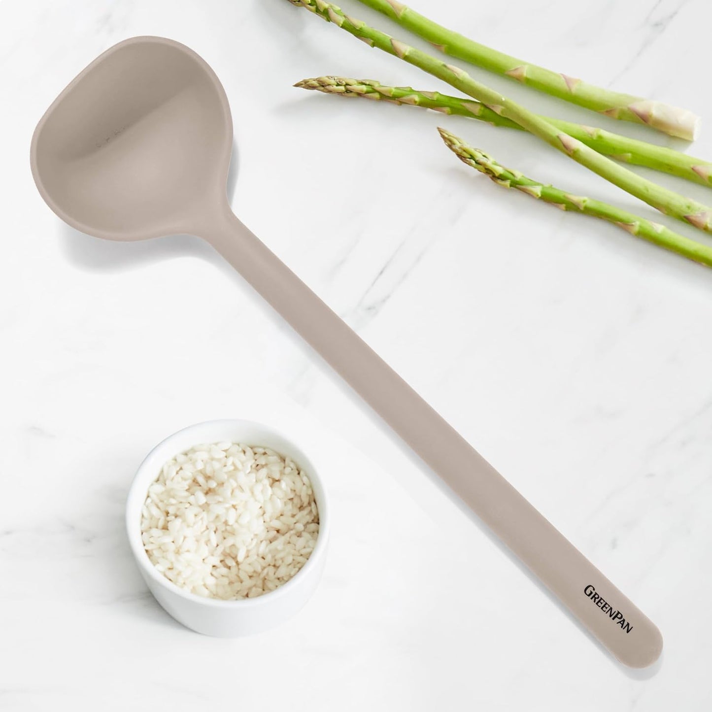 Silicone Ladle, Soup Mixing Stirring Serving, Cooking Kitchen Utensil, Flexible Rubber Nonstick Cookware, Rigid Steel Core, Heat-Resistant, Anti-Slip Handle, BPA-Free, Dishwasher Safe, Gray