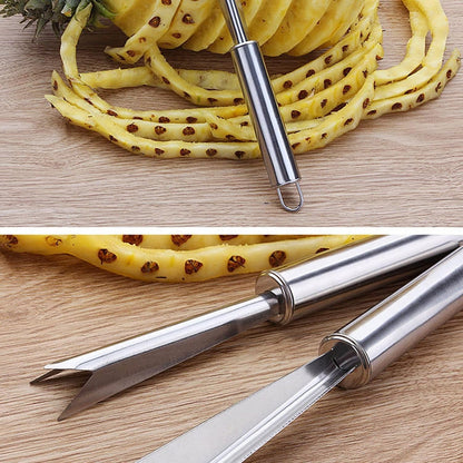Silver Pineapple Eye Peeler Remover Tool, Multipurpose Pineapple Eye Clip,Pineapple Eye Cutter V Shape Stainless Steel Pineapple Eye Peeler Remover for Home Kitchen Peelers