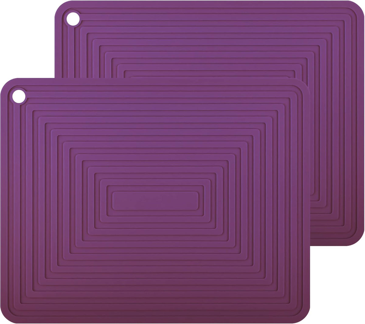 Silicone Trivets Mats for Hot Pots & Pans & Dishes, Hot Pads for Kitchen, Multipurpose Heat Resistant Mat for Kitchen Counter, Durable & Flexible Silicone Pot Holder Set 2 Rectangular Purple