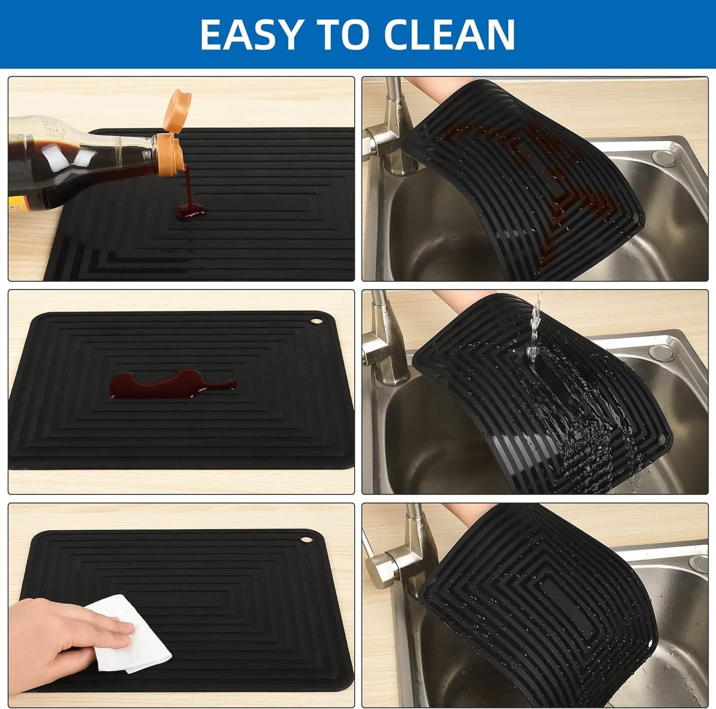 Silicone Trivets Mats for Hot Pots & Pans & Dishes, Hot Pads for Kitchen, Multipurpose Heat Resistant Mat for Kitchen Counter, Durable & Flexible Silicone Pot Holder Set 2 Rectangular Purple