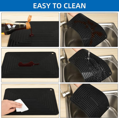 Silicone Trivets Mats for Hot Pots & Pans & Dishes, Hot Pads for Kitchen, Multipurpose Heat Resistant Mat for Kitchen Counter, Durable & Flexible Silicone Pot Holder Set 2 Rectangular Purple