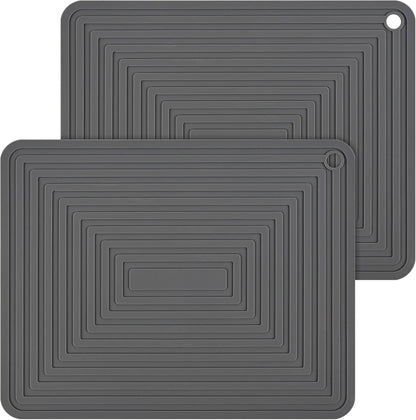 Silicone Trivets Mats for Hot Pots & Pans & Dishes, Hot Pads for Kitchen, Multipurpose Heat Resistant Mat for Kitchen Counter, Durable & Flexible Silicone Pot Holder Set 2 Rectangular Purple