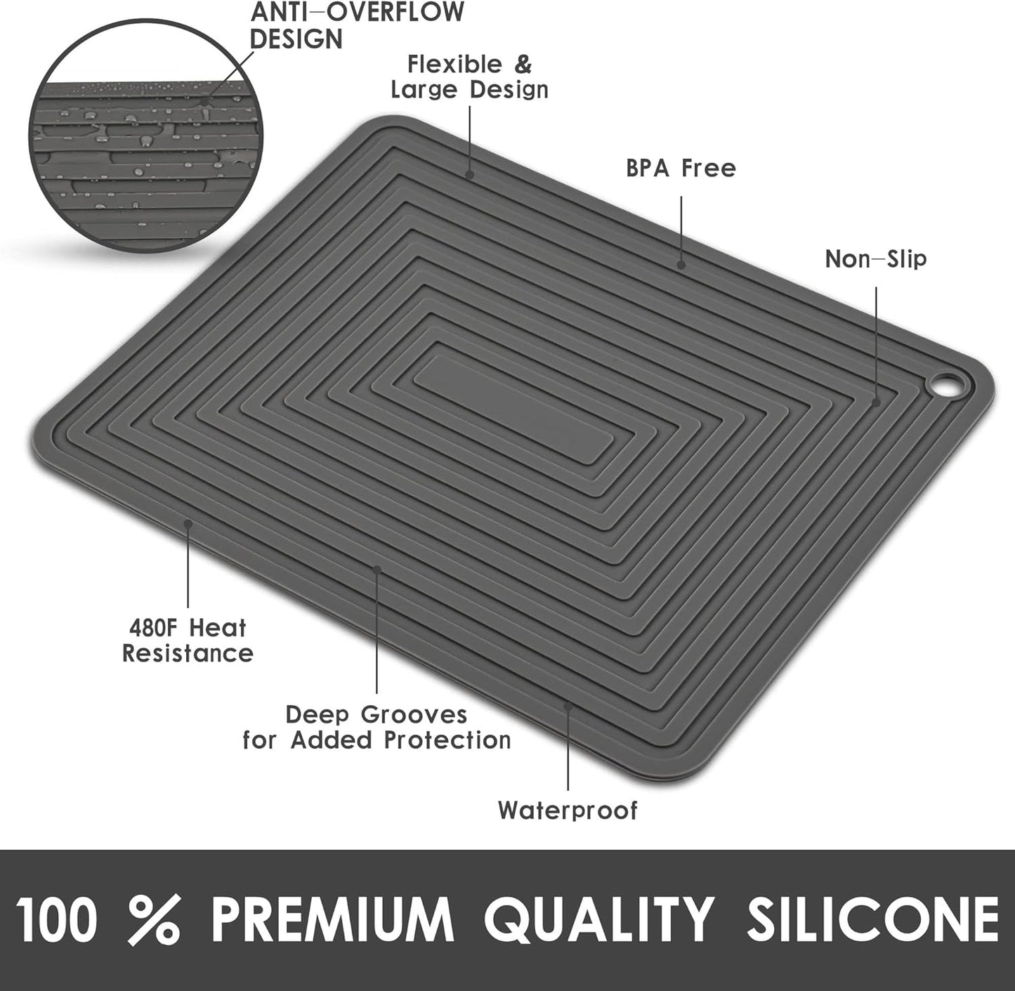 Silicone Trivets Mats for Hot Pots & Pans & Dishes, Hot Pads for Kitchen, Multipurpose Heat Resistant Mat for Kitchen Counter, Durable & Flexible Silicone Pot Holder Set 2 Rectangular Purple