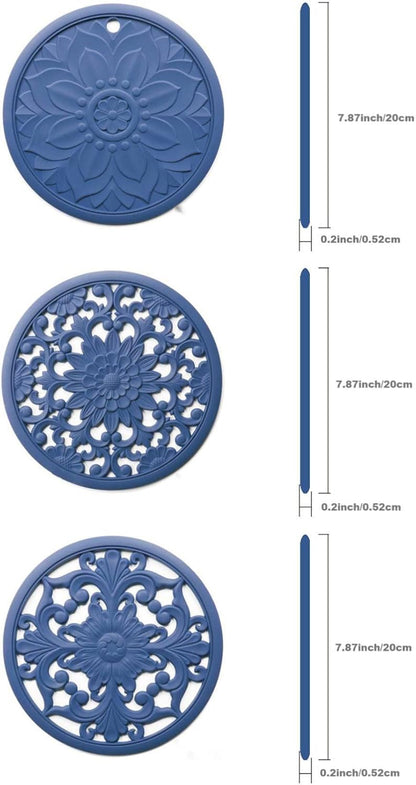 Silicone Trivets Mats for Hot Pots & Pans & Dishes, Hot Pads for Kitchen, Multipurpose Heat Resistant Mat for Kitchen Counter, Durable & Flexible Silicone Pot Holder Set 2 Rectangular Purple