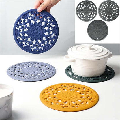 Silicone Trivets Mats for Hot Pots & Pans & Dishes, Hot Pads for Kitchen, Multipurpose Heat Resistant Mat for Kitchen Counter, Durable & Flexible Silicone Pot Holder Set 2 Rectangular Purple