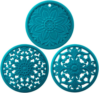 Silicone Trivets Mats for Hot Pots & Pans & Dishes, Hot Pads for Kitchen, Multipurpose Heat Resistant Mat for Kitchen Counter, Durable & Flexible Silicone Pot Holder Set 2 Rectangular Purple