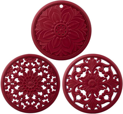 Silicone Trivets Mats for Hot Pots & Pans & Dishes, Hot Pads for Kitchen, Multipurpose Heat Resistant Mat for Kitchen Counter, Durable & Flexible Silicone Pot Holder Set 2 Rectangular Purple