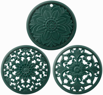 Silicone Trivets Mats for Hot Pots & Pans & Dishes, Hot Pads for Kitchen, Multipurpose Heat Resistant Mat for Kitchen Counter, Durable & Flexible Silicone Pot Holder Set 2 Rectangular Purple