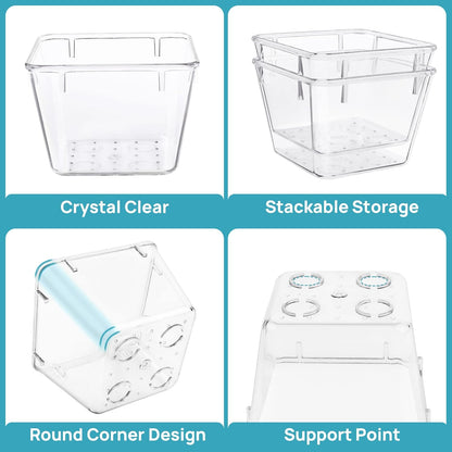 72 PCS Clear Plastic Drawer Organizers Set, 4-Size Versatile Bathroom and Vanity Organizer Trays, Non-Slip Storage Containers for Makeup, Jewelries, Bedroom，Kitchen Utensils and Office