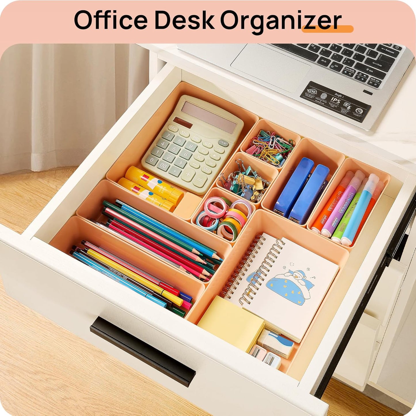 72 PCS Clear Plastic Drawer Organizers Set, 4-Size Versatile Bathroom and Vanity Organizer Trays, Non-Slip Storage Containers for Makeup, Jewelries, Bedroom，Kitchen Utensils and Office