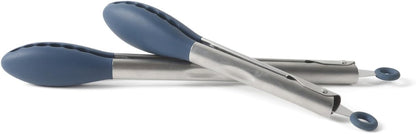 Edge Tongs Set, 2-Piece Stainless Steel Kitchen Tongs Set with Silicone Heads, Includes 9-Inch & 12-Inch Heat-Resistant Locking Tongs for Cooking, Grilling & Serving