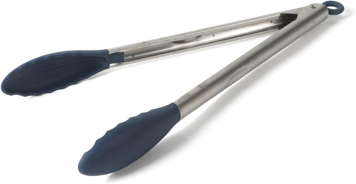Edge Tongs Set, 2-Piece Stainless Steel Kitchen Tongs Set with Silicone Heads, Includes 9-Inch & 12-Inch Heat-Resistant Locking Tongs for Cooking, Grilling & Serving