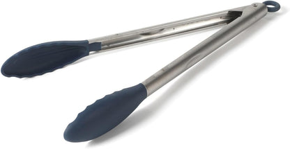 Edge Tongs Set, 2-Piece Stainless Steel Kitchen Tongs Set with Silicone Heads, Includes 9-Inch & 12-Inch Heat-Resistant Locking Tongs for Cooking, Grilling & Serving