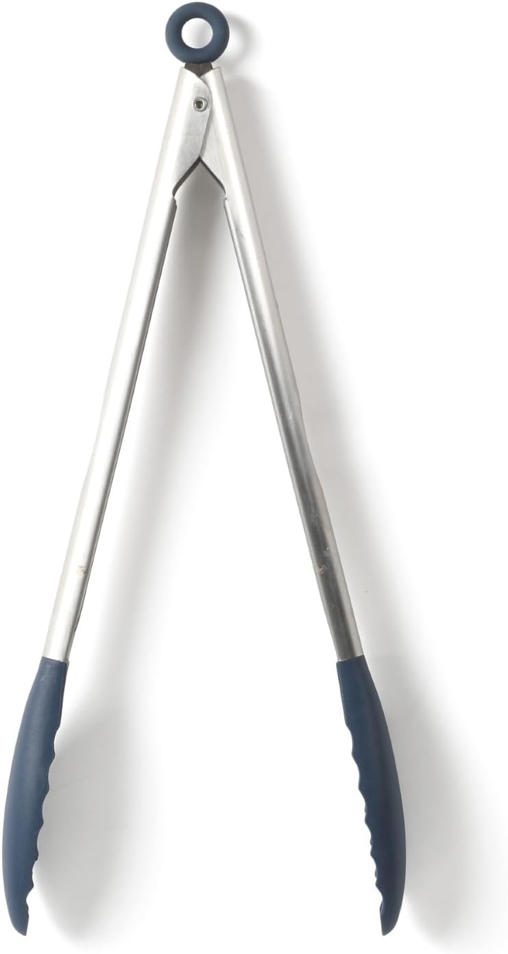Edge Tongs Set, 2-Piece Stainless Steel Kitchen Tongs Set with Silicone Heads, Includes 9-Inch & 12-Inch Heat-Resistant Locking Tongs for Cooking, Grilling & Serving