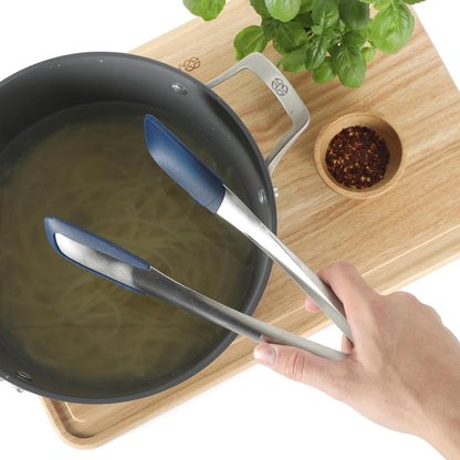 Edge Tongs Set, 2-Piece Stainless Steel Kitchen Tongs Set with Silicone Heads, Includes 9-Inch & 12-Inch Heat-Resistant Locking Tongs for Cooking, Grilling & Serving