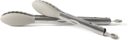 Edge Tongs Set, 2-Piece Stainless Steel Kitchen Tongs Set with Silicone Heads, Includes 9-Inch & 12-Inch Heat-Resistant Locking Tongs for Cooking, Grilling & Serving