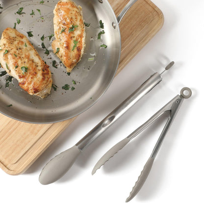 Edge Tongs Set, 2-Piece Stainless Steel Kitchen Tongs Set with Silicone Heads, Includes 9-Inch & 12-Inch Heat-Resistant Locking Tongs for Cooking, Grilling & Serving