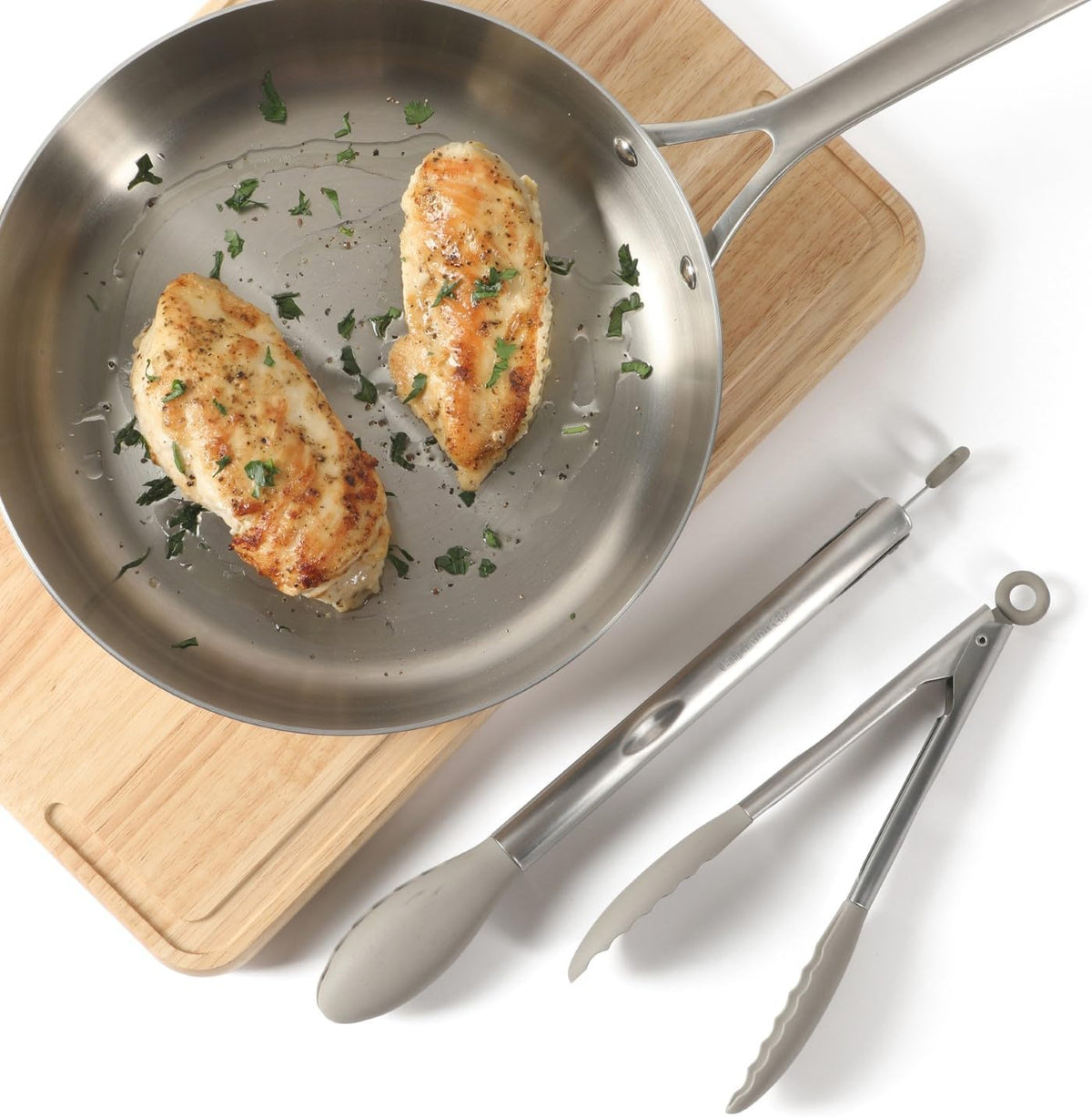 Edge Tongs Set, 2-Piece Stainless Steel Kitchen Tongs Set with Silicone Heads, Includes 9-Inch & 12-Inch Heat-Resistant Locking Tongs for Cooking, Grilling & Serving