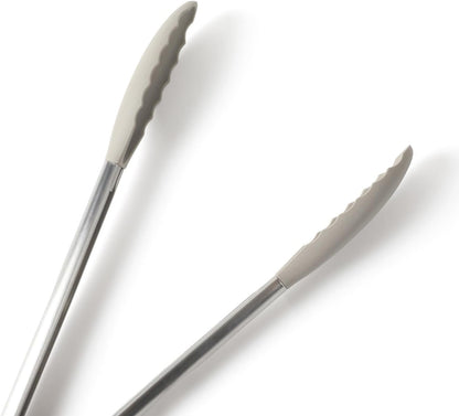Edge Tongs Set, 2-Piece Stainless Steel Kitchen Tongs Set with Silicone Heads, Includes 9-Inch & 12-Inch Heat-Resistant Locking Tongs for Cooking, Grilling & Serving