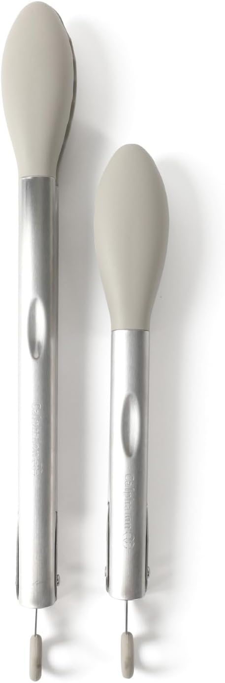 Edge Tongs Set, 2-Piece Stainless Steel Kitchen Tongs Set with Silicone Heads, Includes 9-Inch & 12-Inch Heat-Resistant Locking Tongs for Cooking, Grilling & Serving