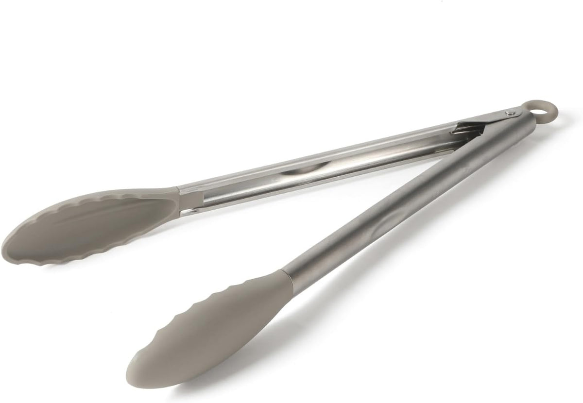 Edge Tongs Set, 2-Piece Stainless Steel Kitchen Tongs Set with Silicone Heads, Includes 9-Inch & 12-Inch Heat-Resistant Locking Tongs for Cooking, Grilling & Serving