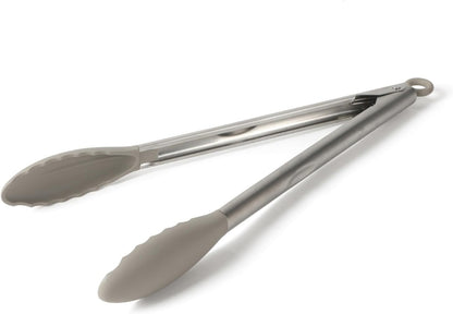 Edge Tongs Set, 2-Piece Stainless Steel Kitchen Tongs Set with Silicone Heads, Includes 9-Inch & 12-Inch Heat-Resistant Locking Tongs for Cooking, Grilling & Serving