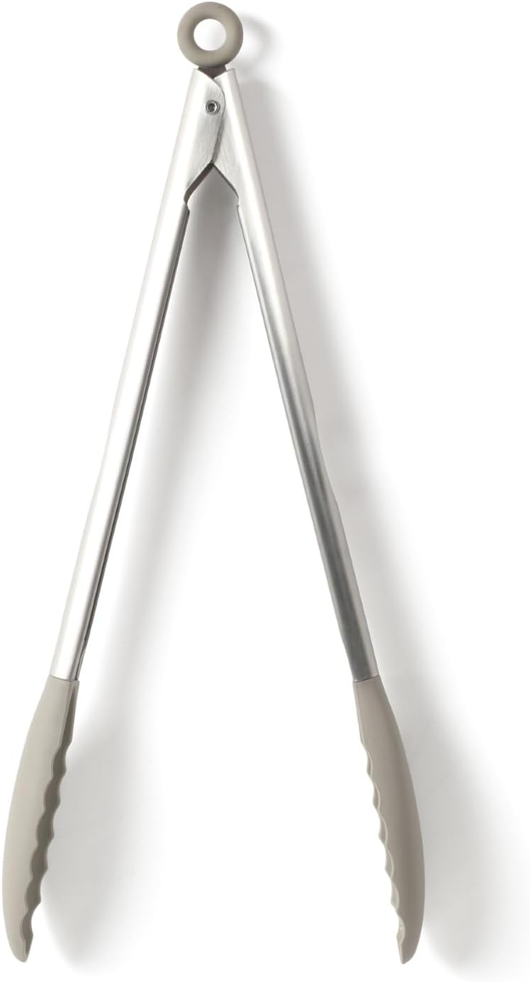Edge Tongs Set, 2-Piece Stainless Steel Kitchen Tongs Set with Silicone Heads, Includes 9-Inch & 12-Inch Heat-Resistant Locking Tongs for Cooking, Grilling & Serving