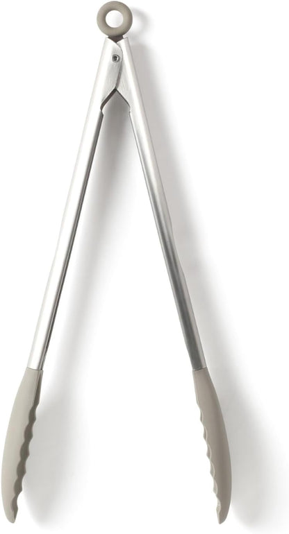 Edge Tongs Set, 2-Piece Stainless Steel Kitchen Tongs Set with Silicone Heads, Includes 9-Inch & 12-Inch Heat-Resistant Locking Tongs for Cooking, Grilling & Serving